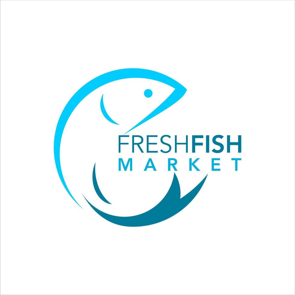 fish shop logo simple modern abstract line silhouette vector