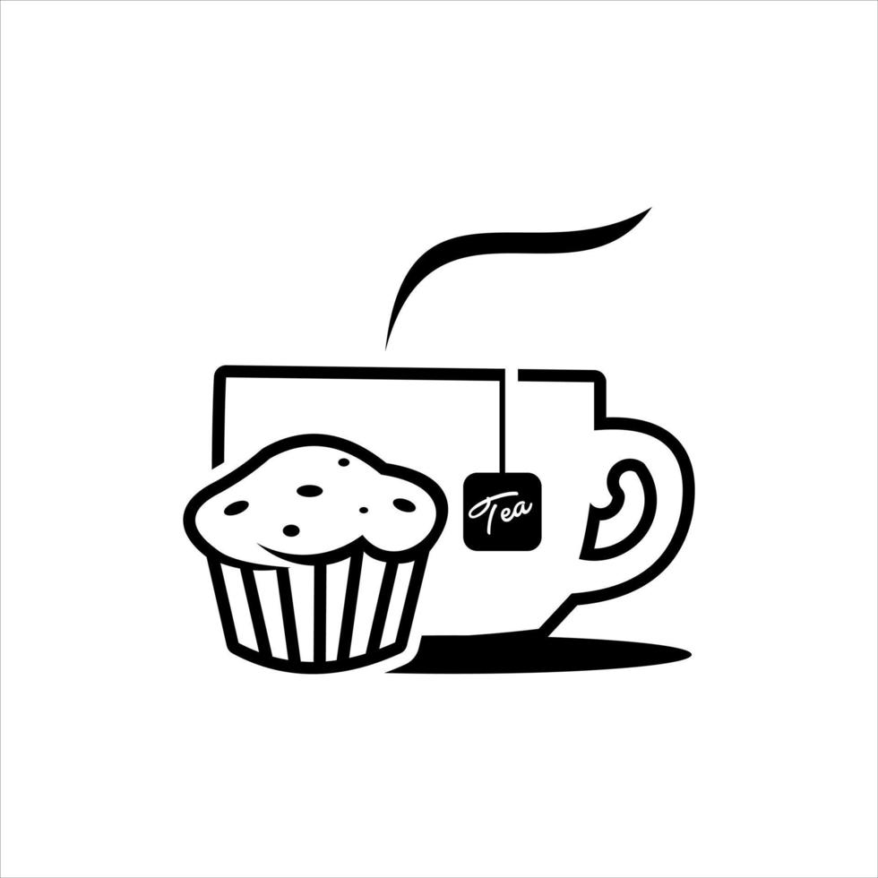 outline tea and dessert vector illustration food and drink