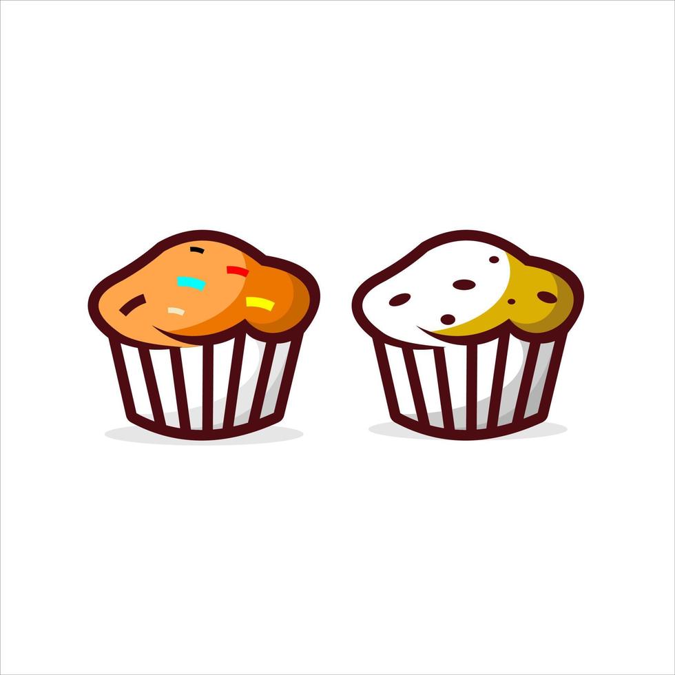 dibujos animados divertidos muffin pastel y panadería ilustración vector