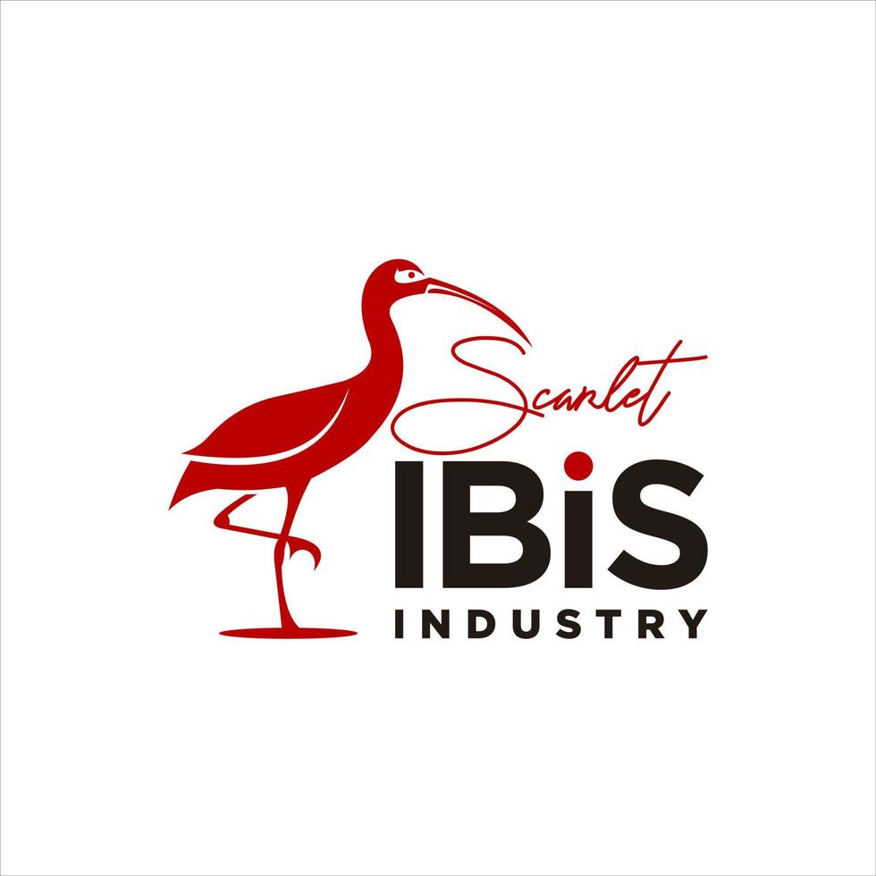 logotipo de ibis escarlata divertido silueta vectorial moderna vector