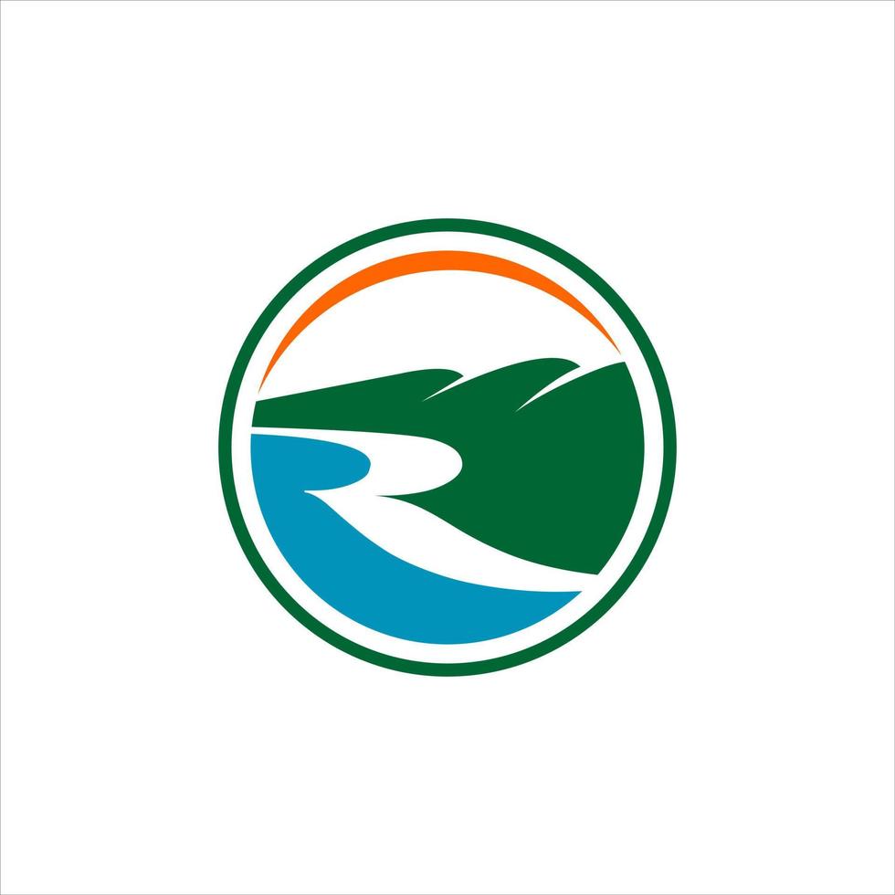 River logo simple green modern round vector
