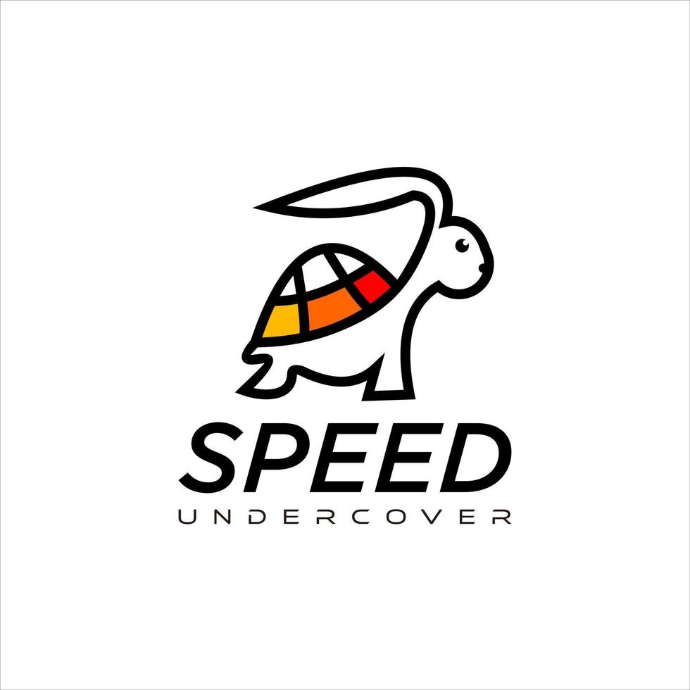 cartoon bunny logo with turtle shell vector