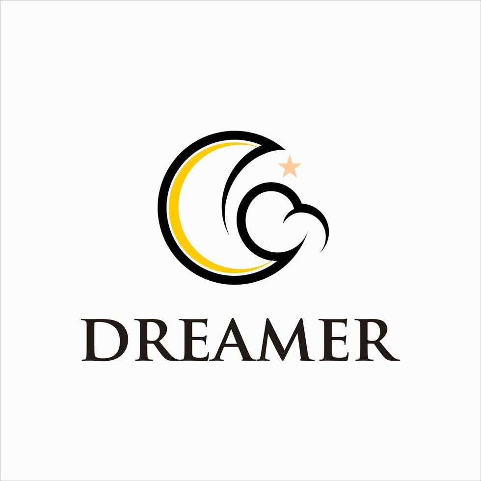 Cloud Moon Logo Design Crescent Dream vector