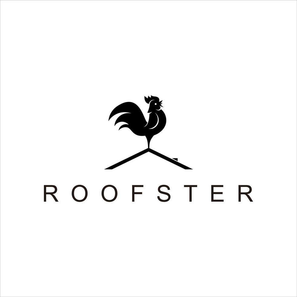 roofing logo playful vector rooster standing