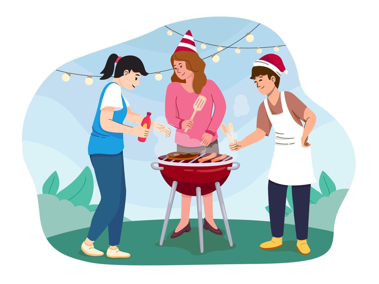 New Year Barbeque Party Concept vector