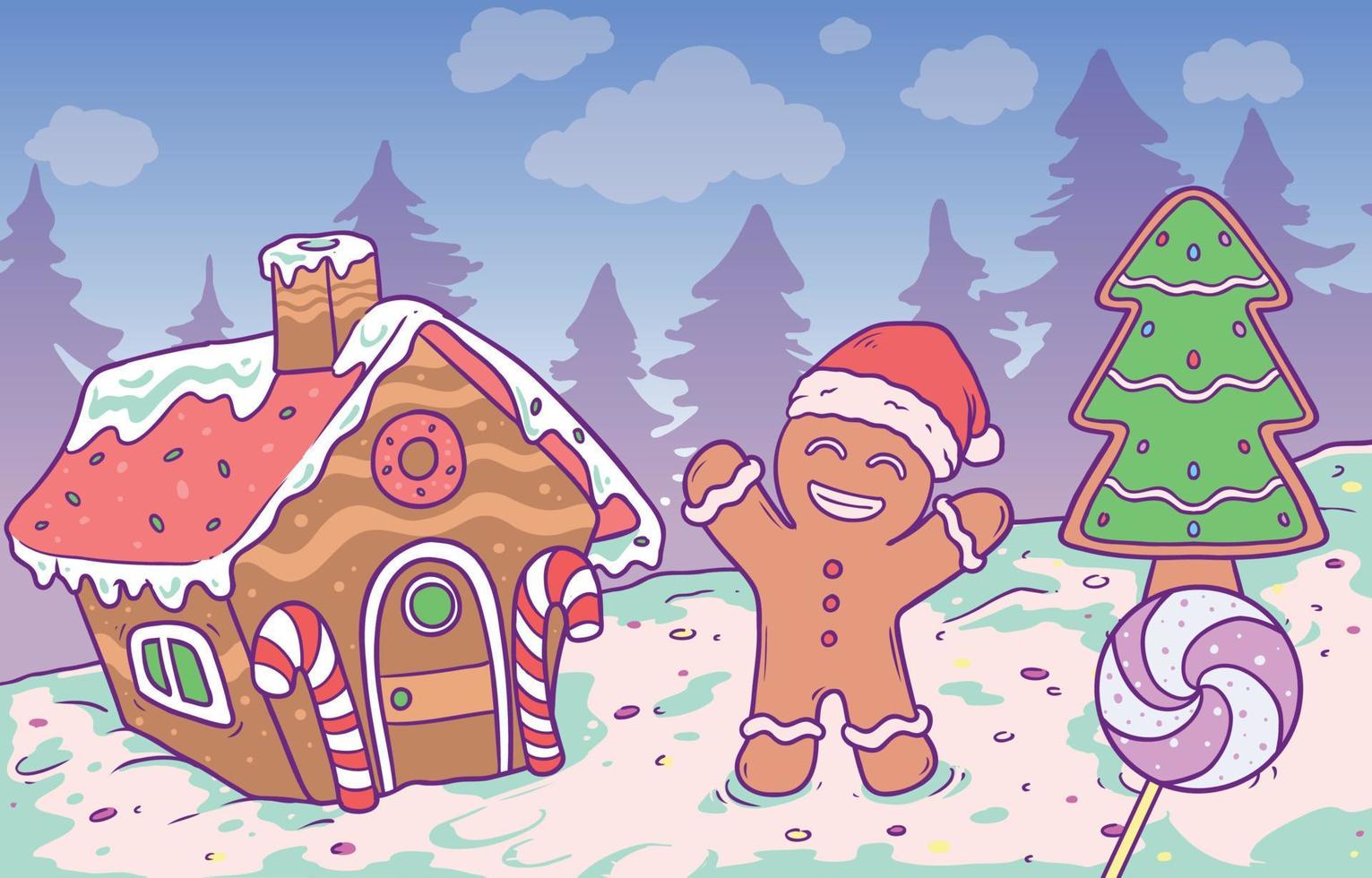 gingerbread house happy welcoming christmas vector