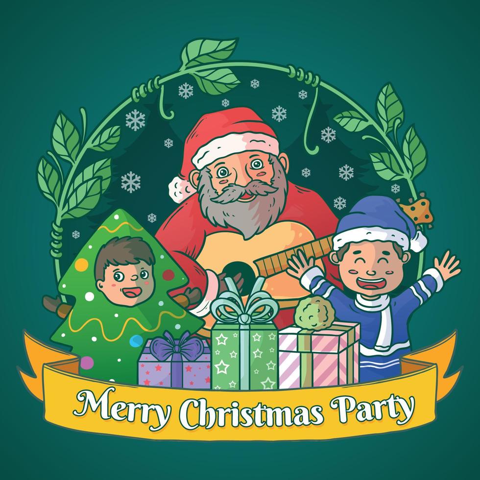 santa claus and christmas party children vector