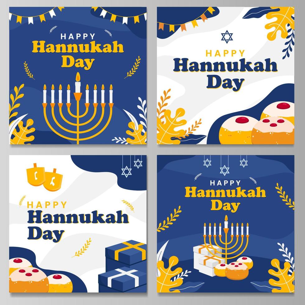 plantilla de redes sociales del día de hannukah vector