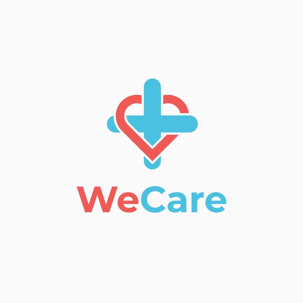logotipo de cuidado creativo, concepto de diseño de cuidado, concepto de logotipo feliz, diseño de amor vector