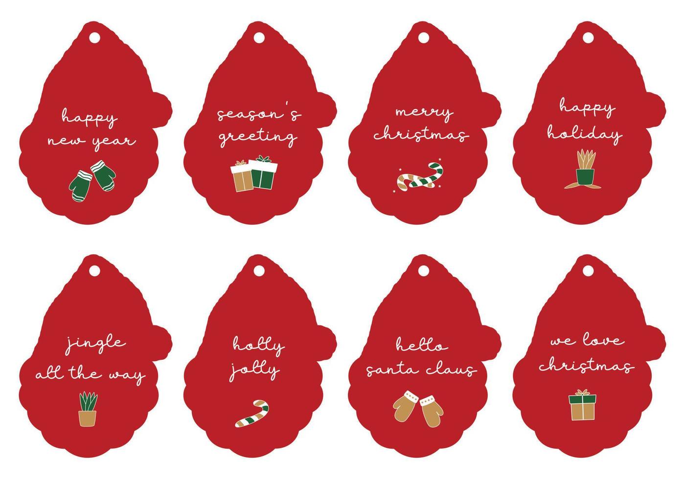Merry Christmas tags set. Christmas printable gift tags. vector