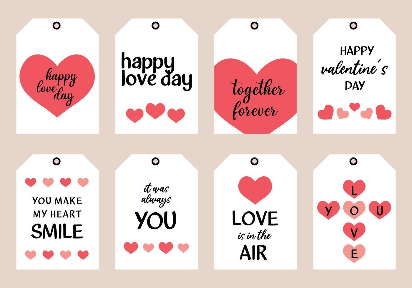 vector de etiquetas, etiquetas o carteles de regalo del día de san valentín. plantillas de tarjetas de San Valentín.