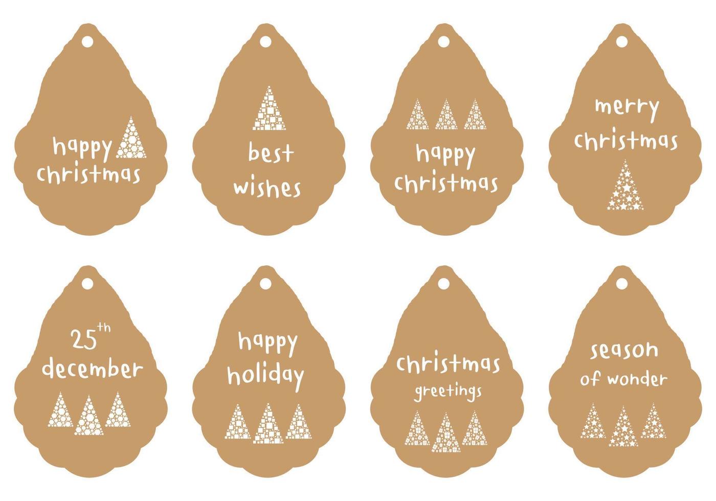 Merry Christmas tags set. Christmas printable gift tags. vector