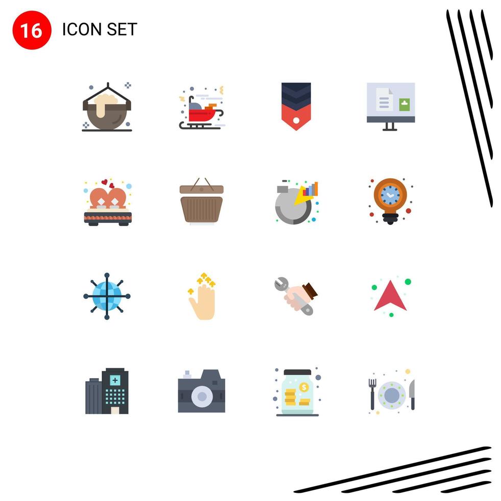 Universal Icon Symbols Group of 16 Modern Flat Colors of school learn badge education tag Editable Pack of Creative Vector Design Elements