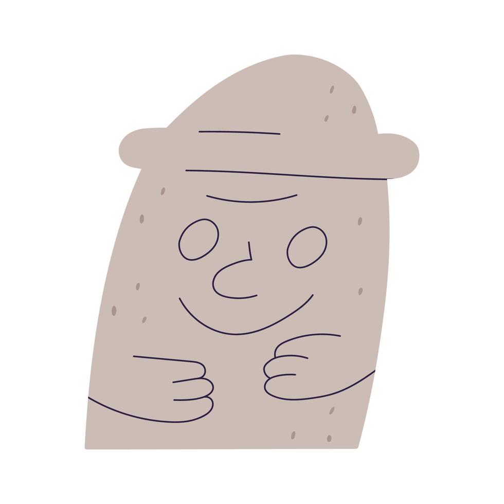 Dol Hareubang stone statue, flat vector illustration isolated on white background. Korean jeju island landmark. Statue of old man with happy face.