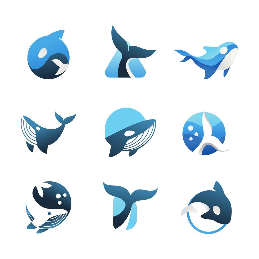 Set of Whale Logo Element vector