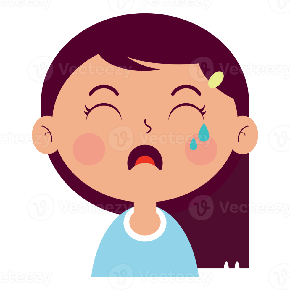 girl crying face cartoon cute png