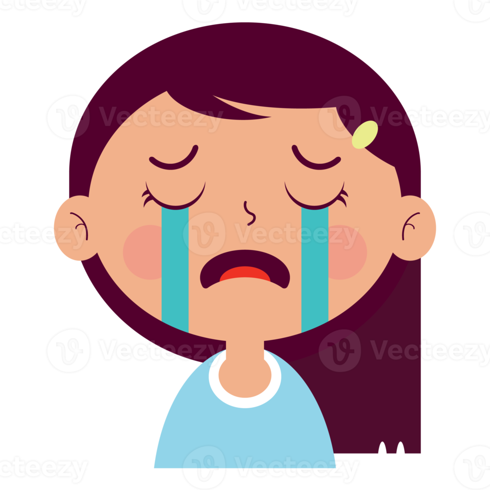 girl crying face cartoon cute png