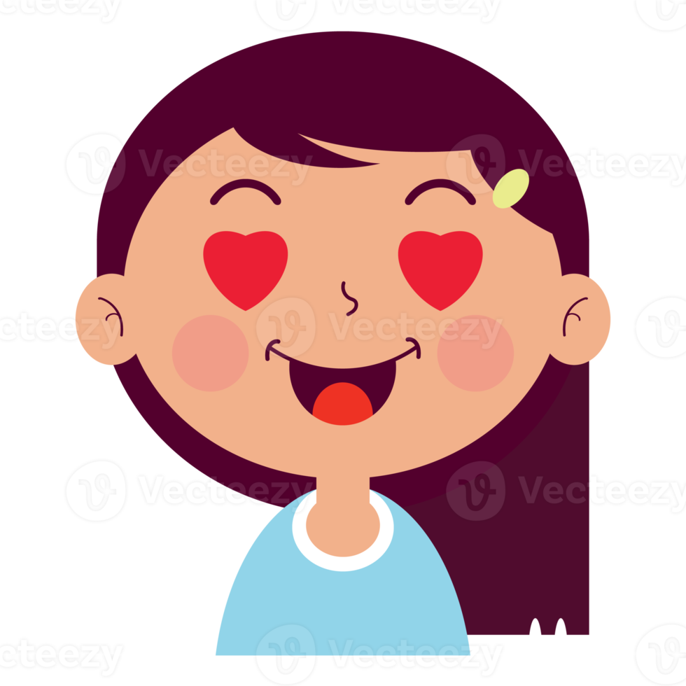 girl in love face cartoon cute png