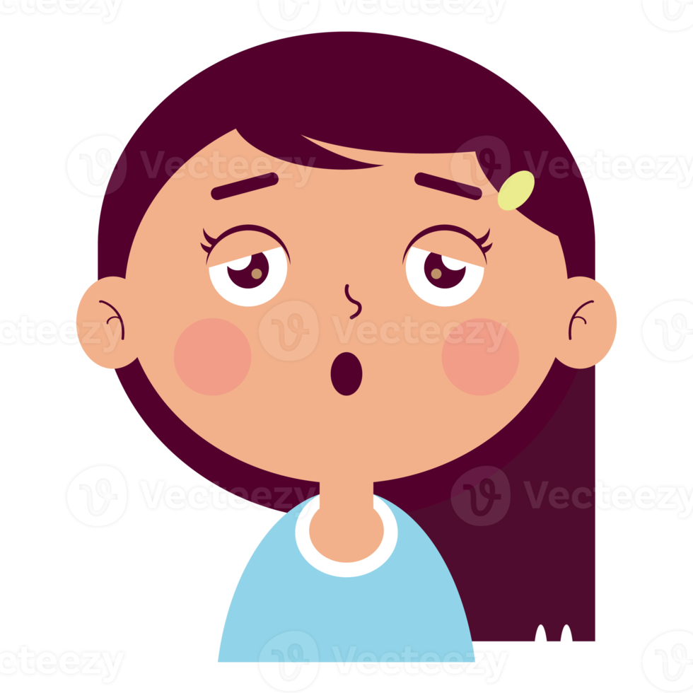 girl sleepy face cartoon cute png