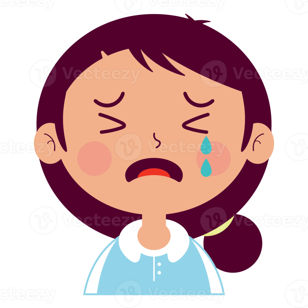 girl crying face cartoon cut png