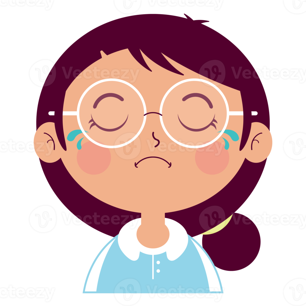 girl crying face cartoon cut png