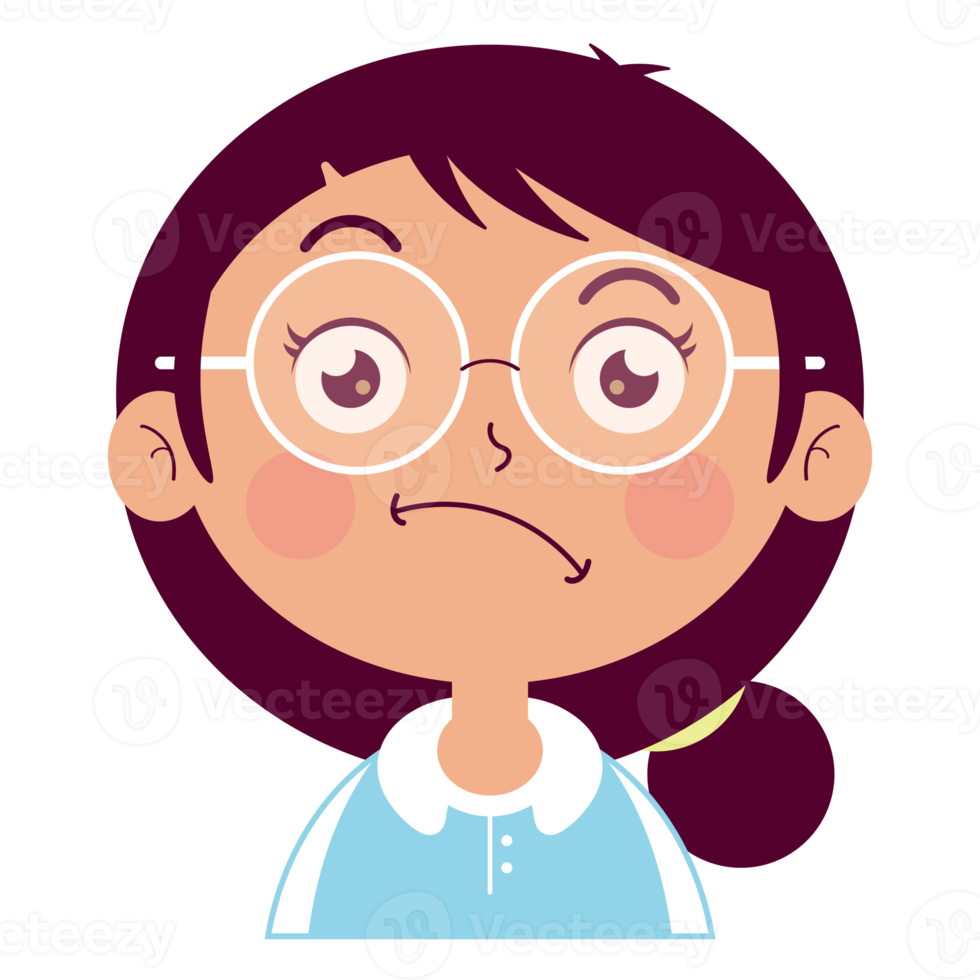 girl doubt face cartoon cute png