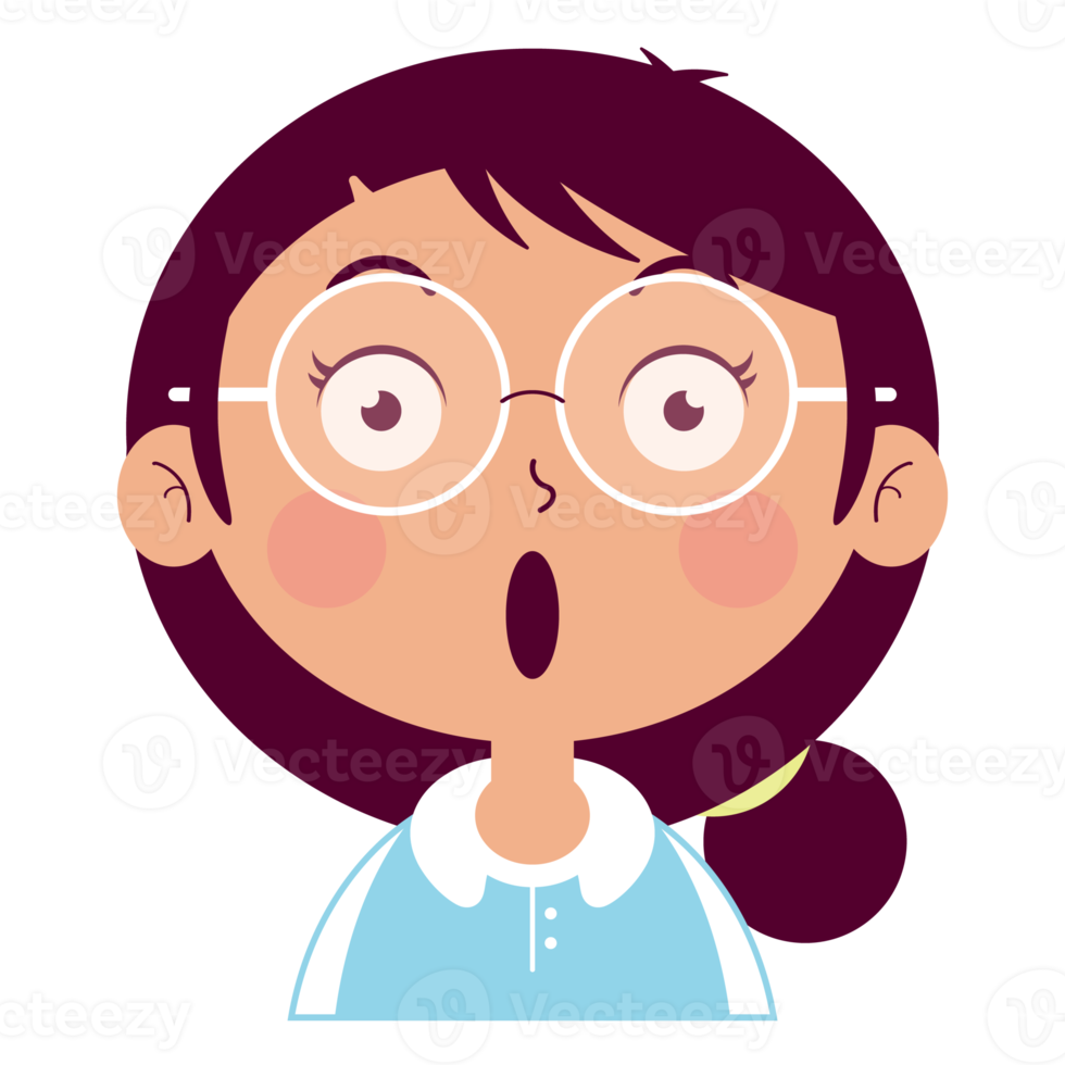 girl surprised face cartoon cute png