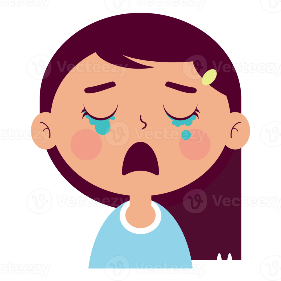 girl crying face cartoon cute png