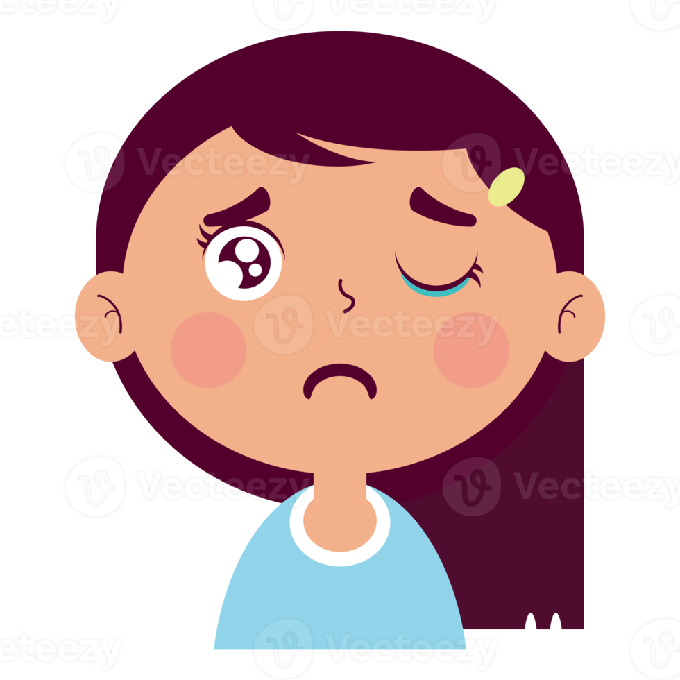 girl crying face cartoon cute png