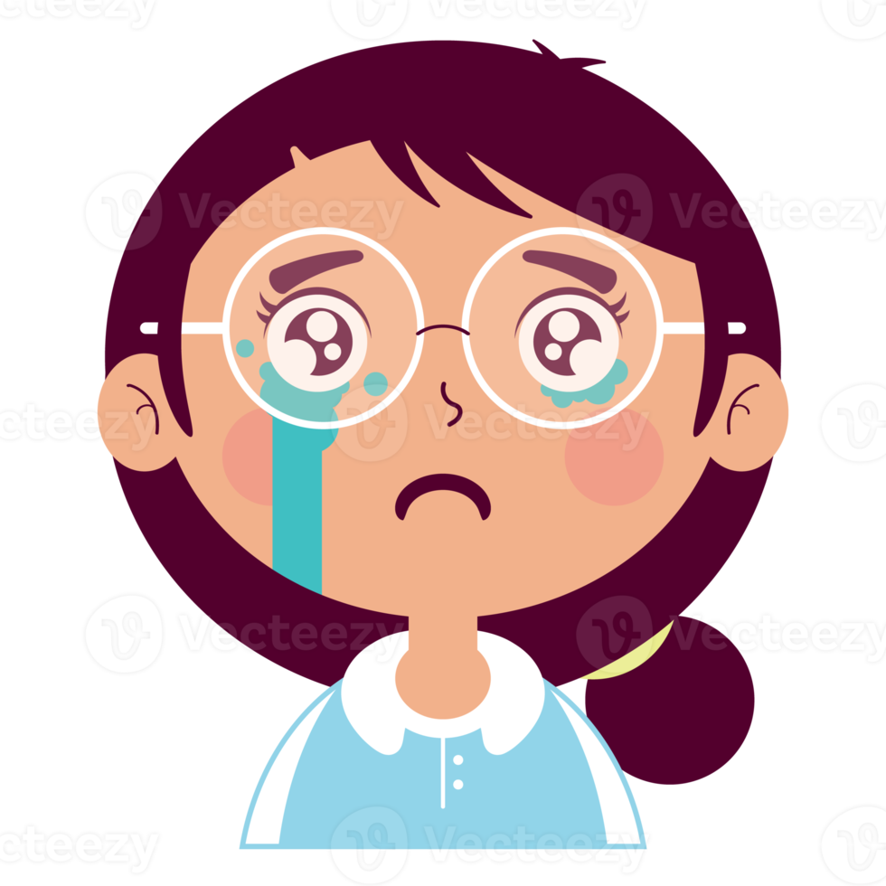 girl crying face cartoon cut png