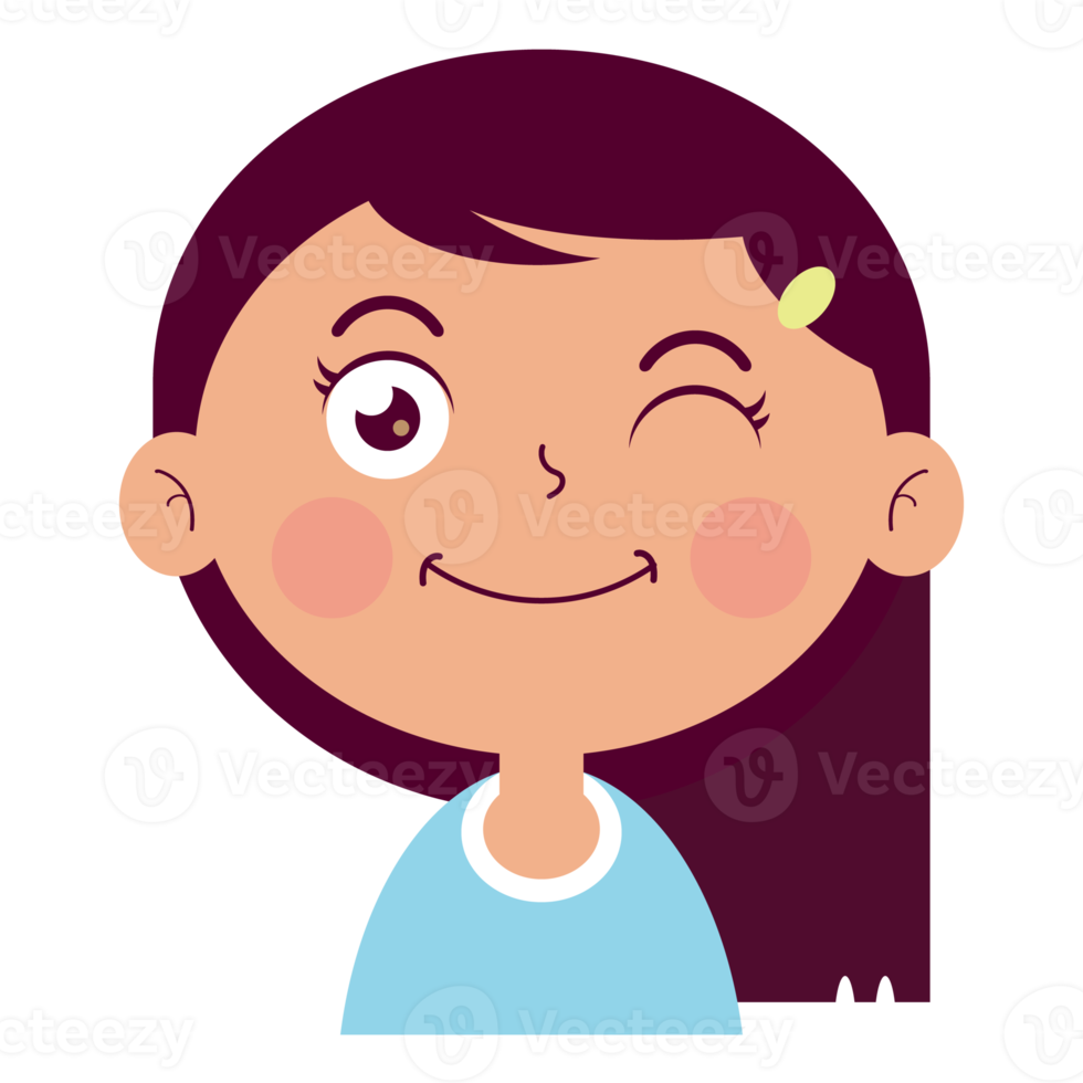 girl happy face cartoon cute png