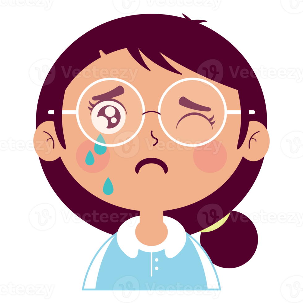 girl crying face cartoon cut png