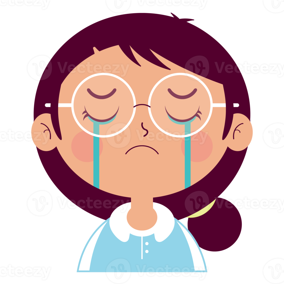 corte de dibujos animados de cara de niña llorando png