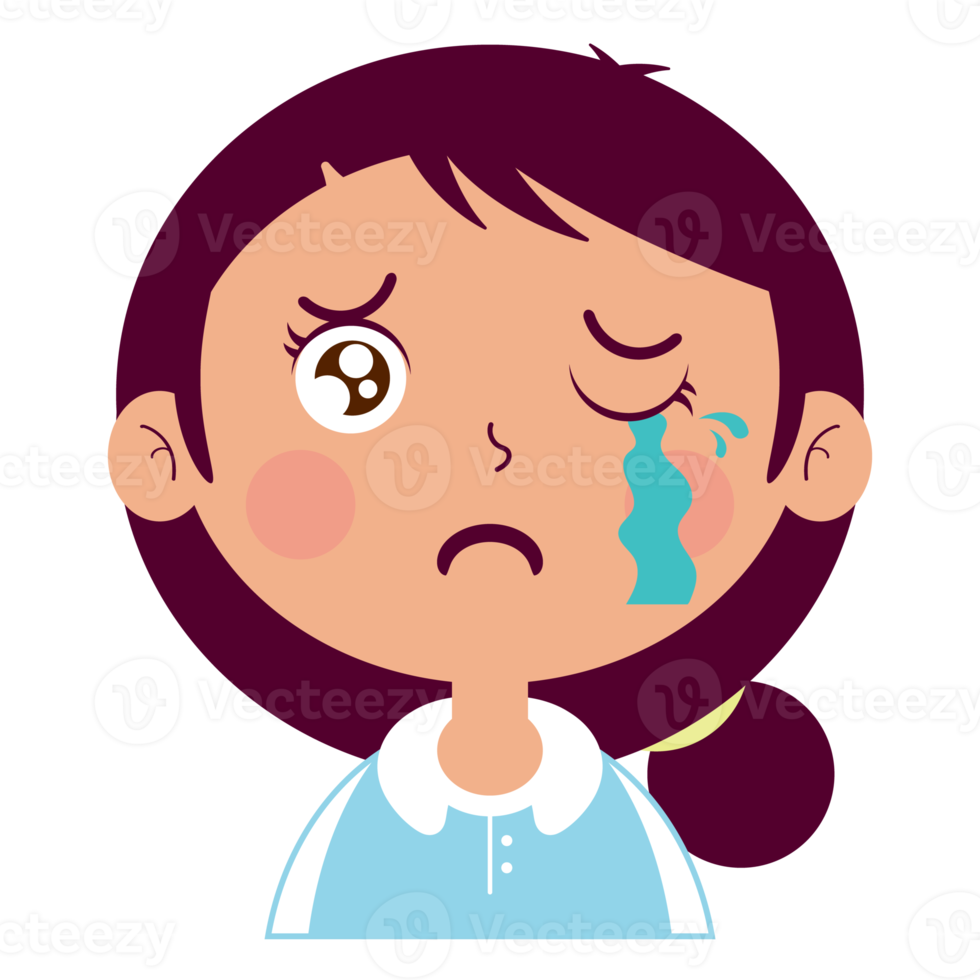 girl crying face cartoon cut png