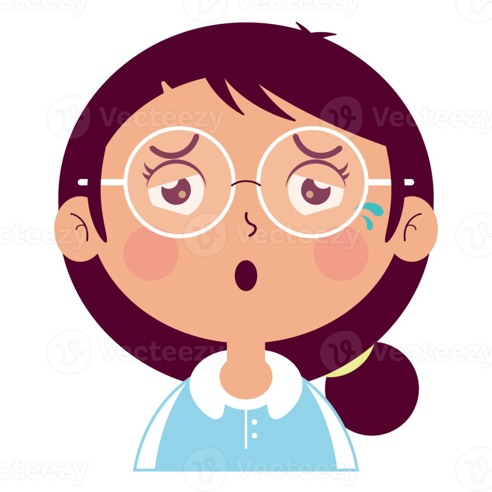 girl sleepy face cartoon cute png