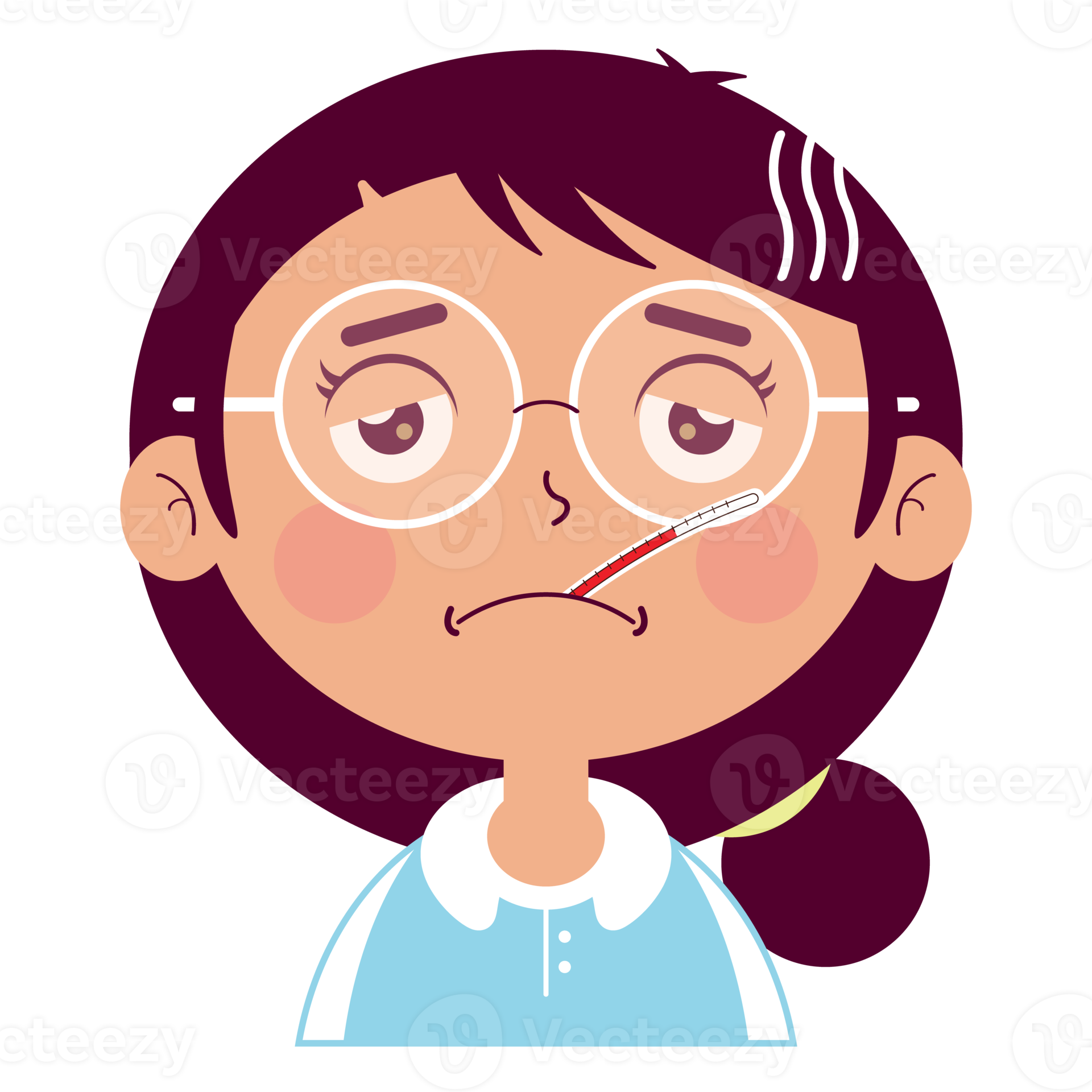 girl sick face cartoon cute 14604165 PNG