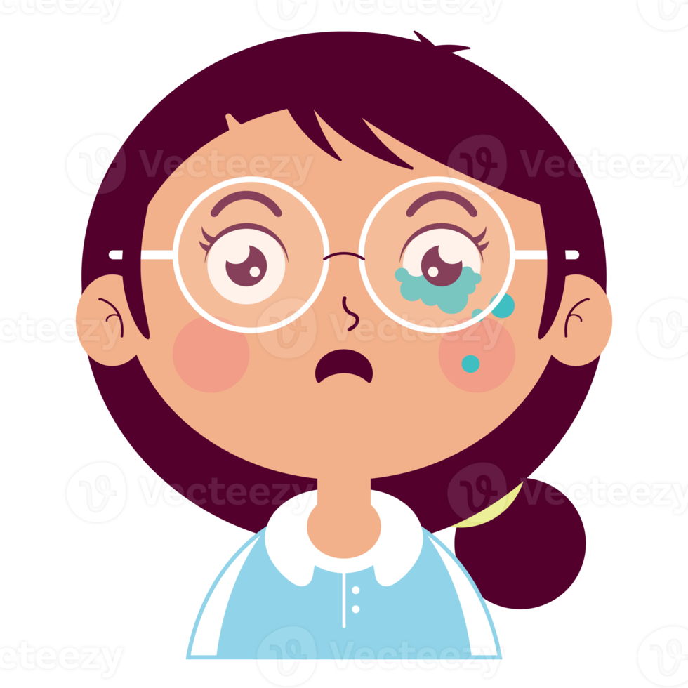 girl crying face cartoon cut png