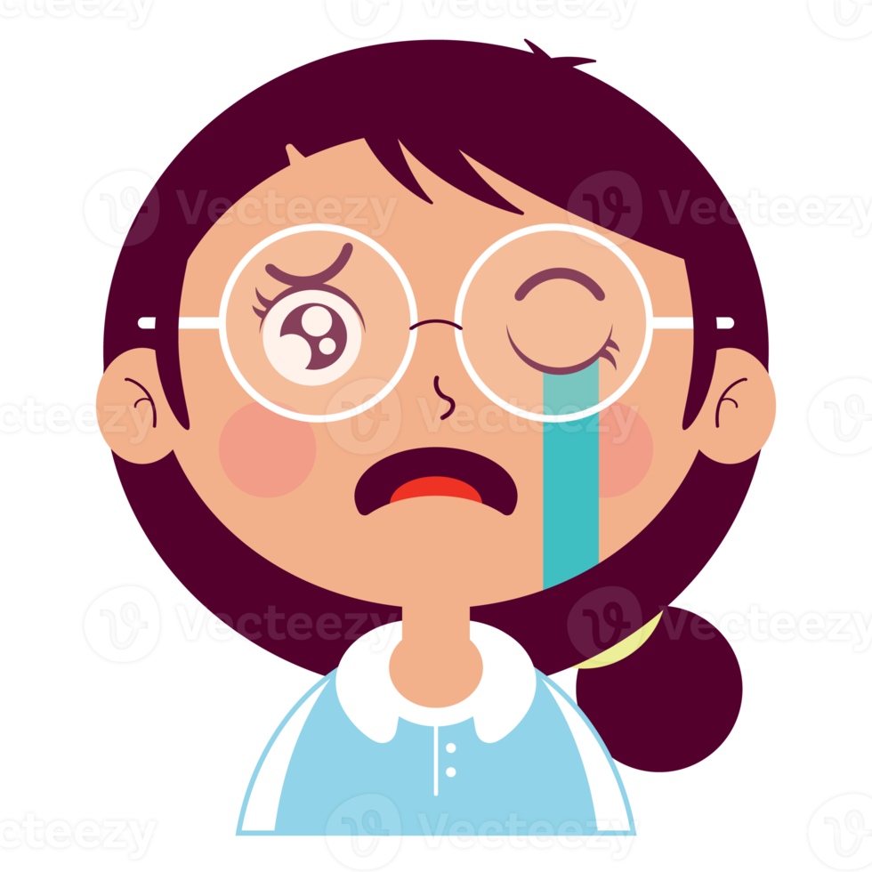 girl crying face cartoon cut png