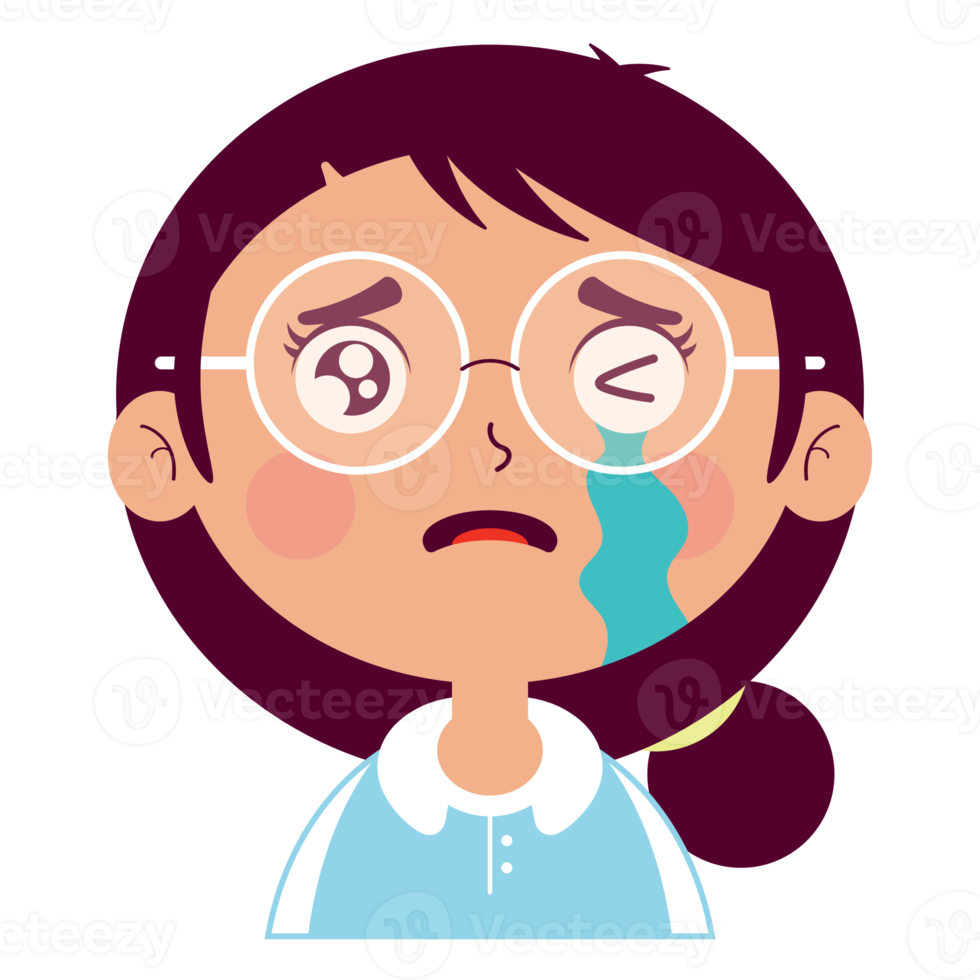 girl crying face cartoon cut png