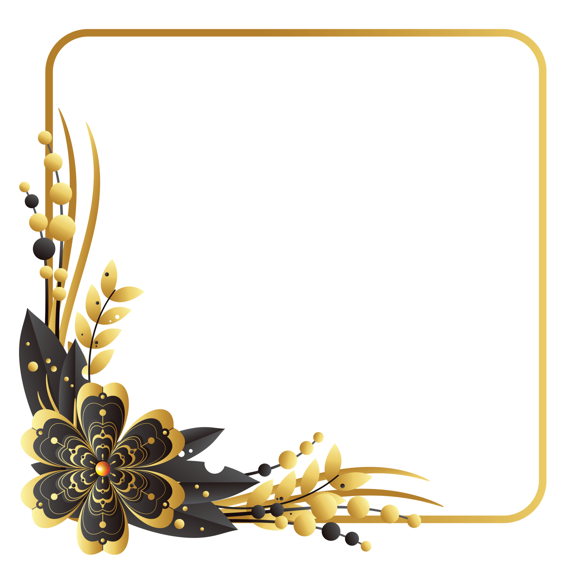 Dry flower on left down corner square frame 14604268 PNG