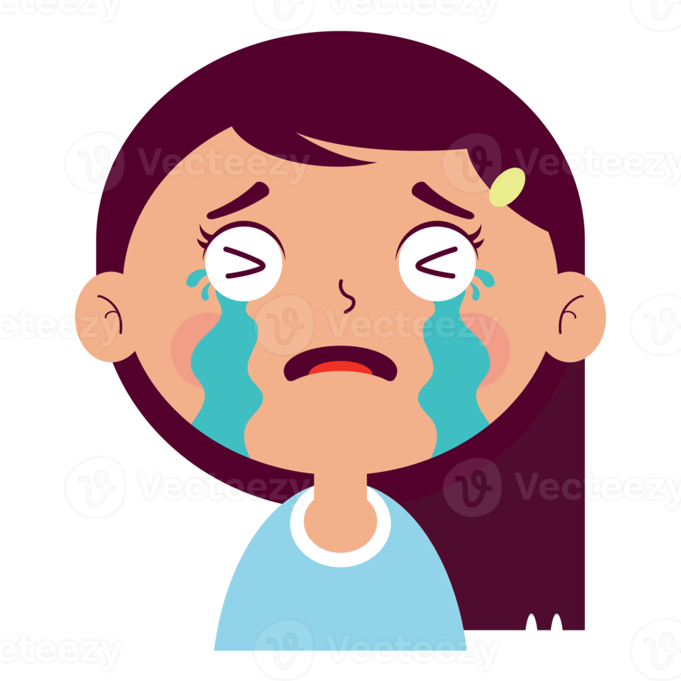 girl crying face cartoon cute png