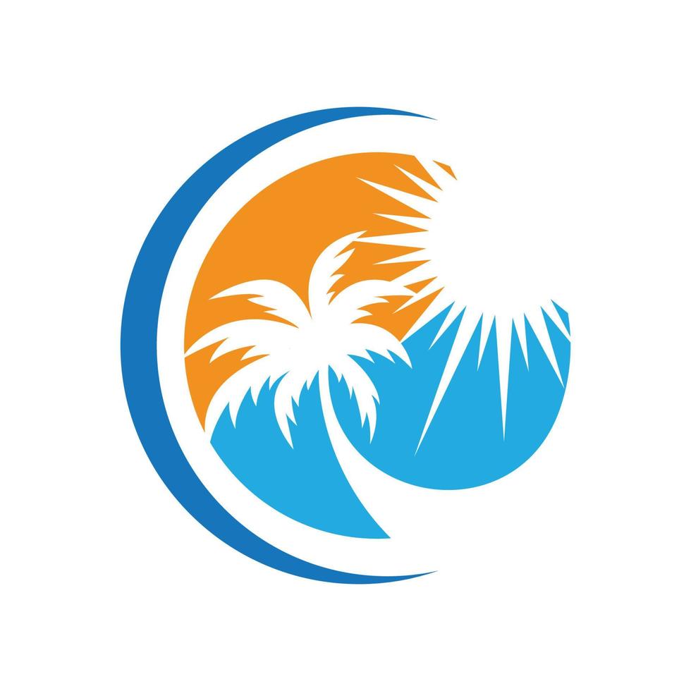 Sunset beach logo images vector