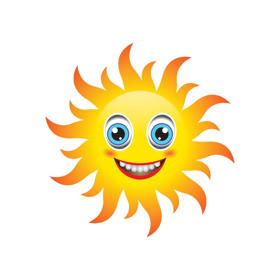 Sun smile emoticon logo images vector