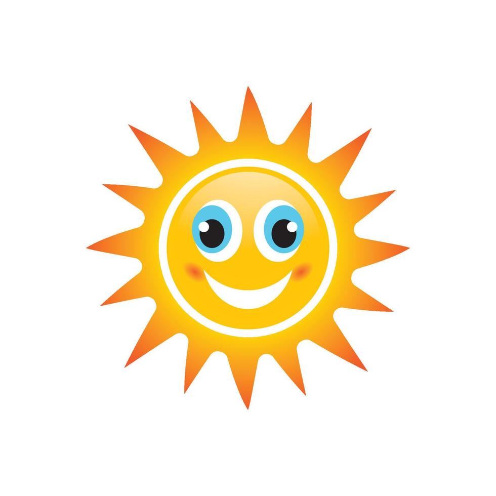Sun smile emoticon logo images vector