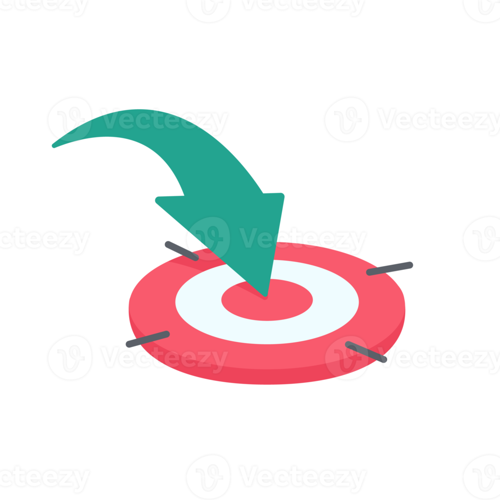 arrow pointing towards the target The concept of striving for success png
