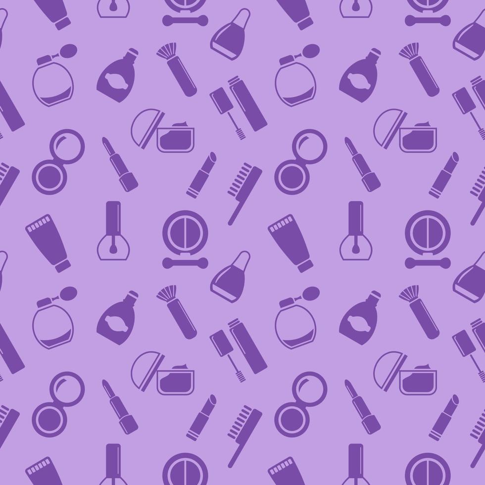 Seamless texture from cosmetics icons, pattern, abstract background, wallpaper vector