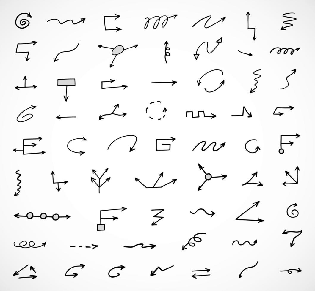 Vector set of hand drawn arrows, elements for presentation