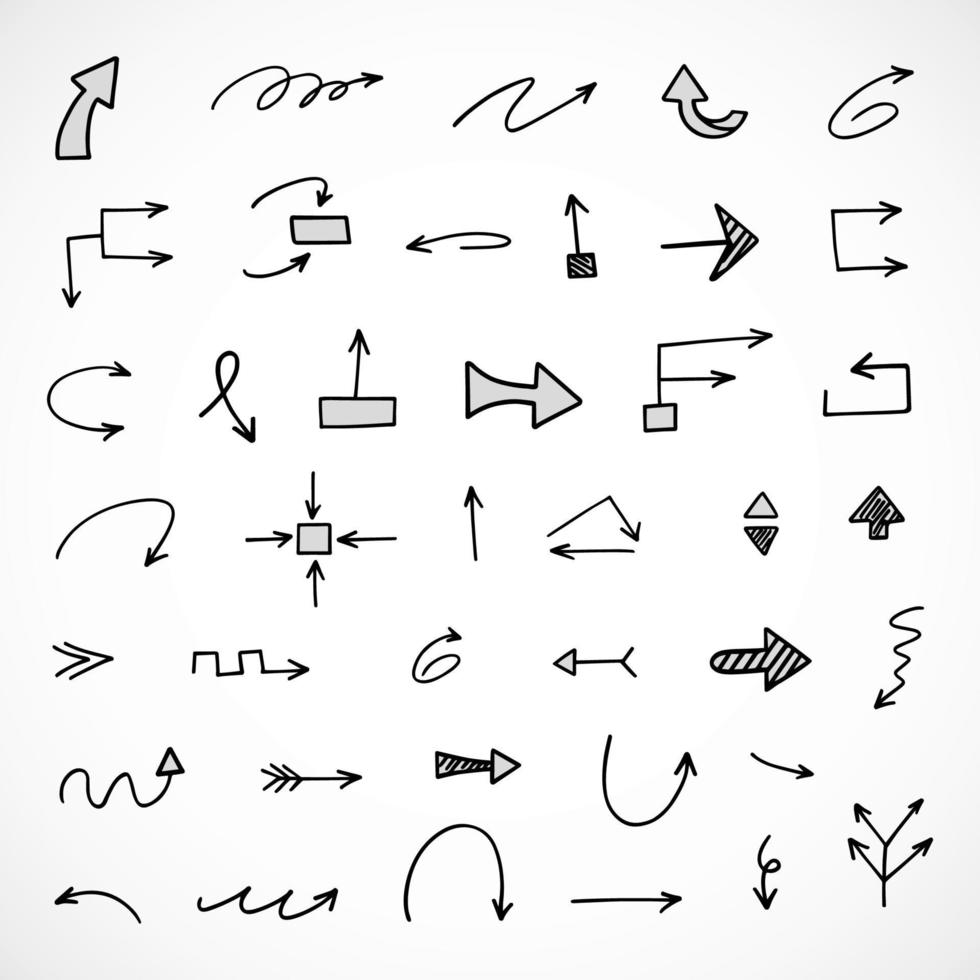 Vector set of hand drawn arrows, elements for presentation