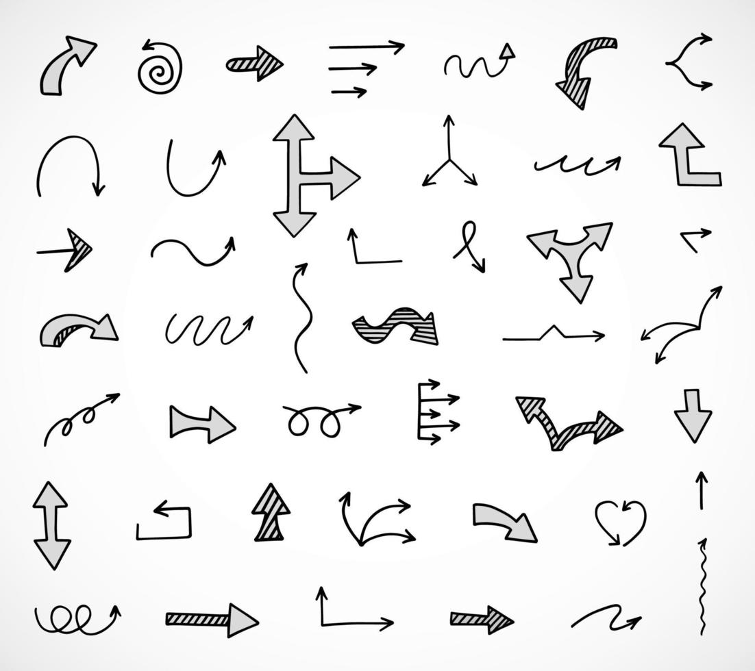 Vector set of hand drawn arrows, elements for presentation