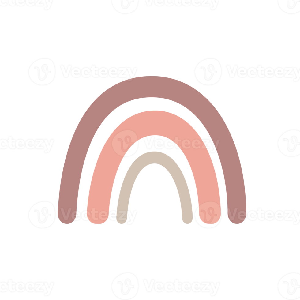 Boho-Regenbogen. pastellfarbener handgemalter Regenbogen für die Wanddekoration im Kinderzimmer png